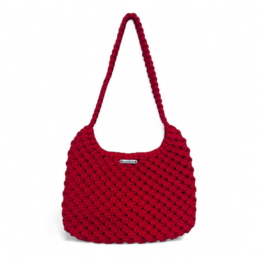 Red Macrame Shoulder Bag