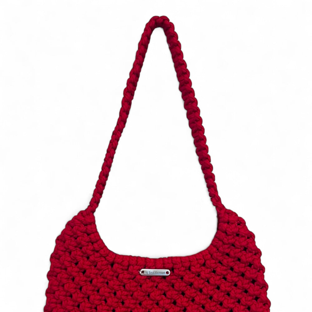 Red Macrame Shoulder Bag