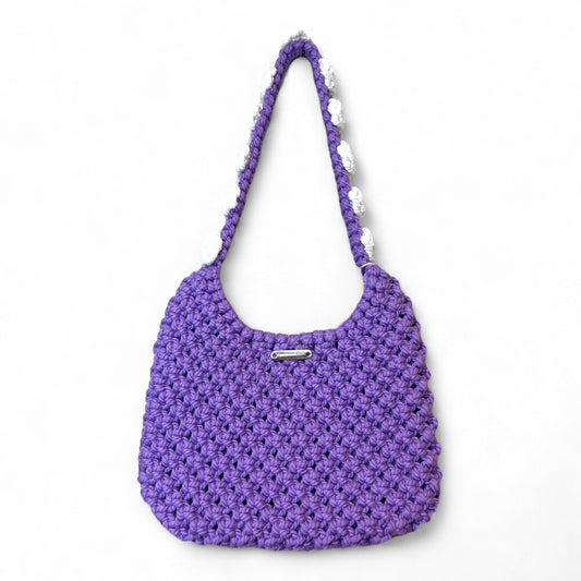 Lavander & White Macrame Shoulder Bag