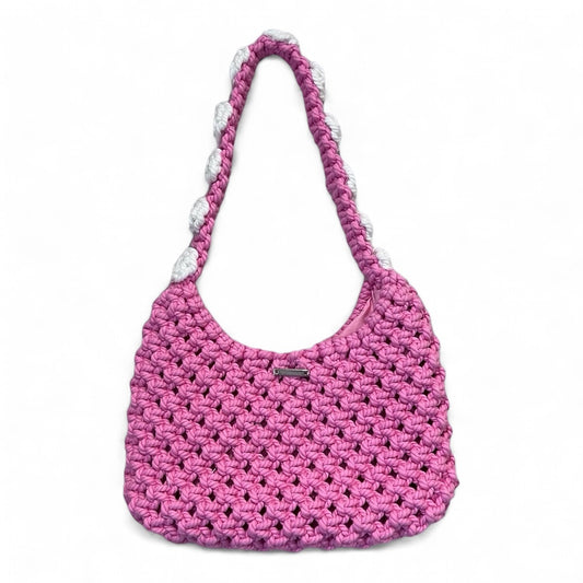 Pink & White Floral Macrame Shoulder Bag