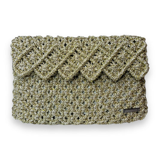 Gold Baklava Model Macrame Clutch Bag