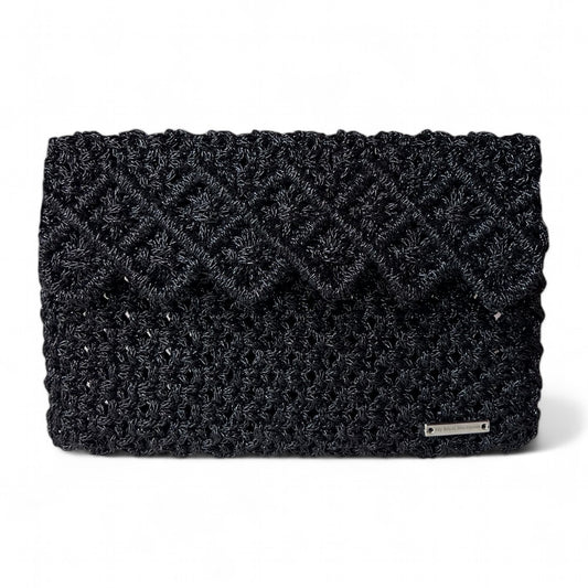 Black Baklava Model Macrame Clutch Bag