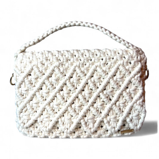 Ecru Baklava Model Macrame Hand & Shoulder Bag