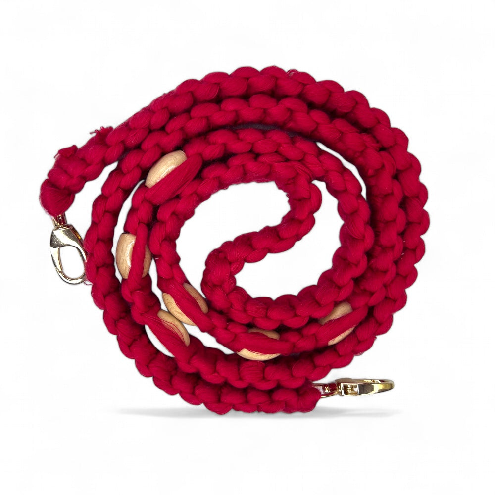 Red Macrame Beaded Shell Model Hand & Crossbody Bag