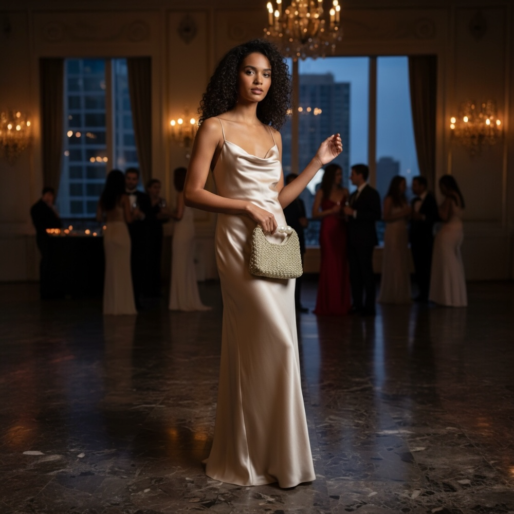 Gold Macrame Bag with Pearl Handle