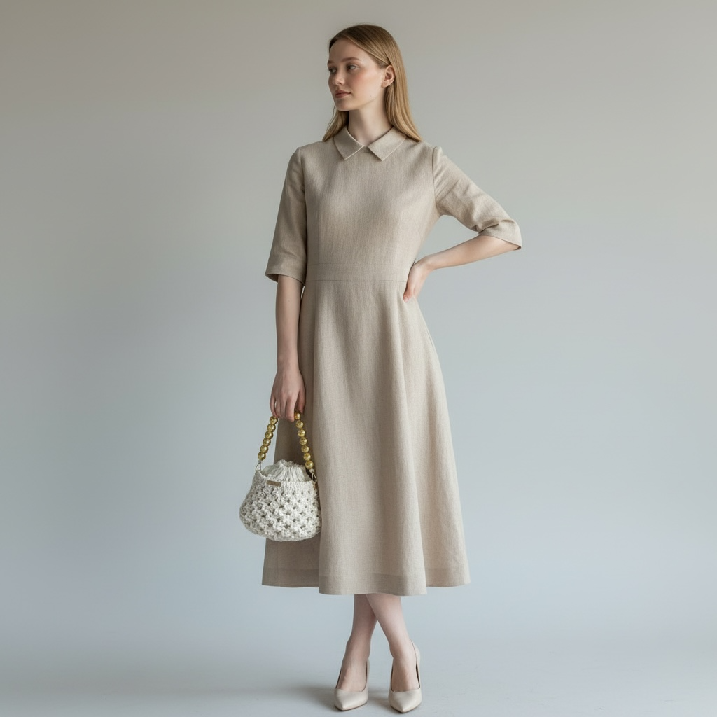 Beige Macrame Bucket Bag