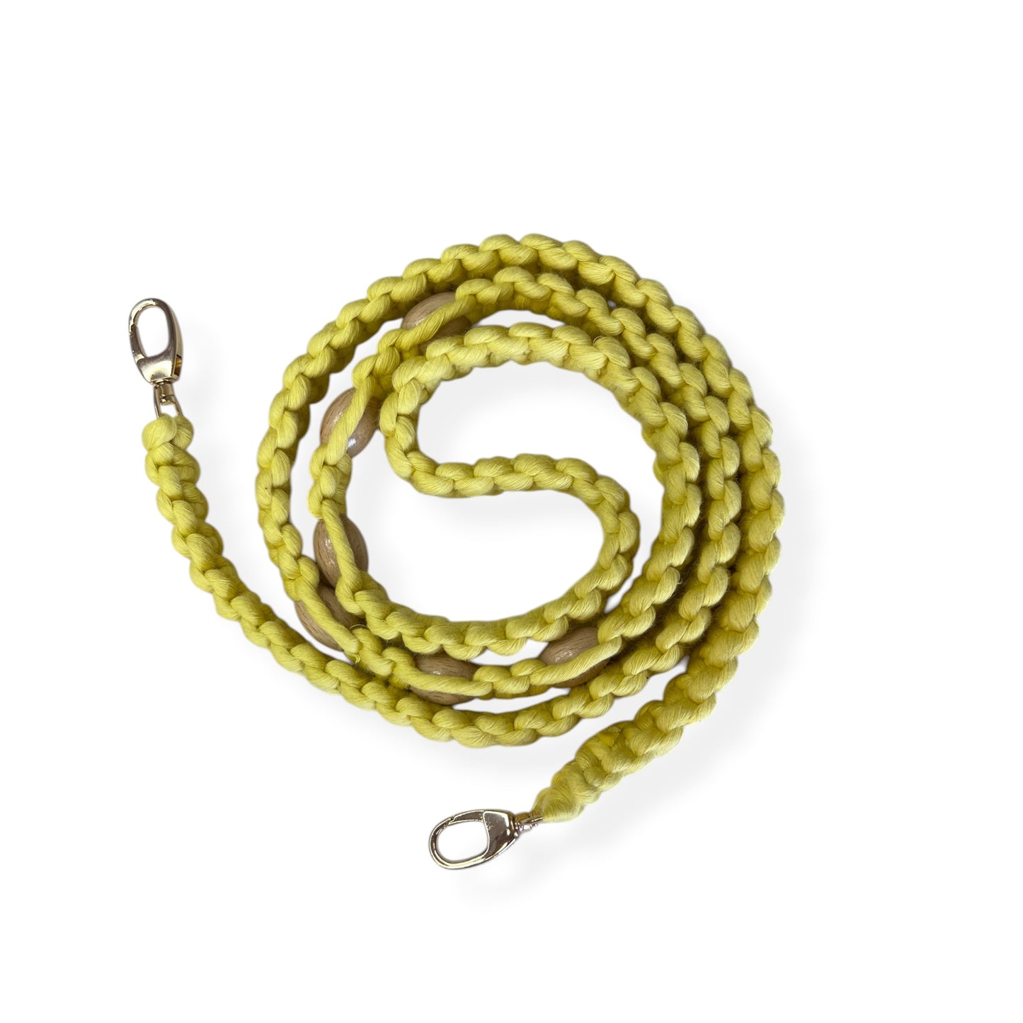 Butter Yellow Beaded Handle Macrame Bag
