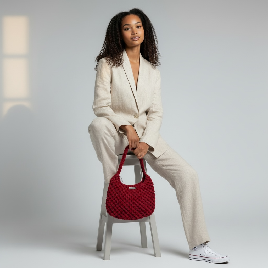 Ruby Red Lune Half Moon Bag