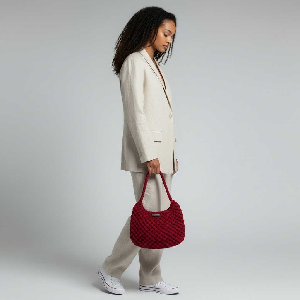 Ruby Red Lune Half Moon Bag