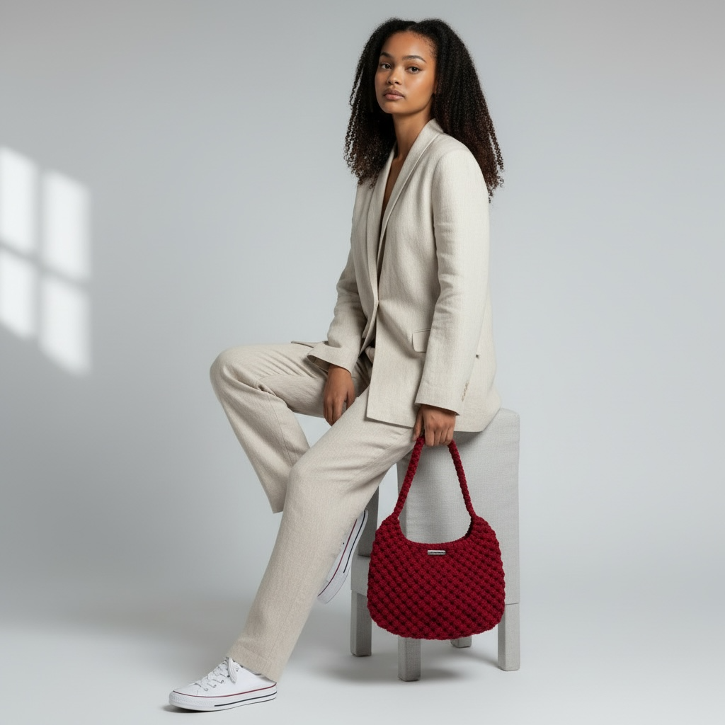 Ruby Red Lune Half Moon Bag