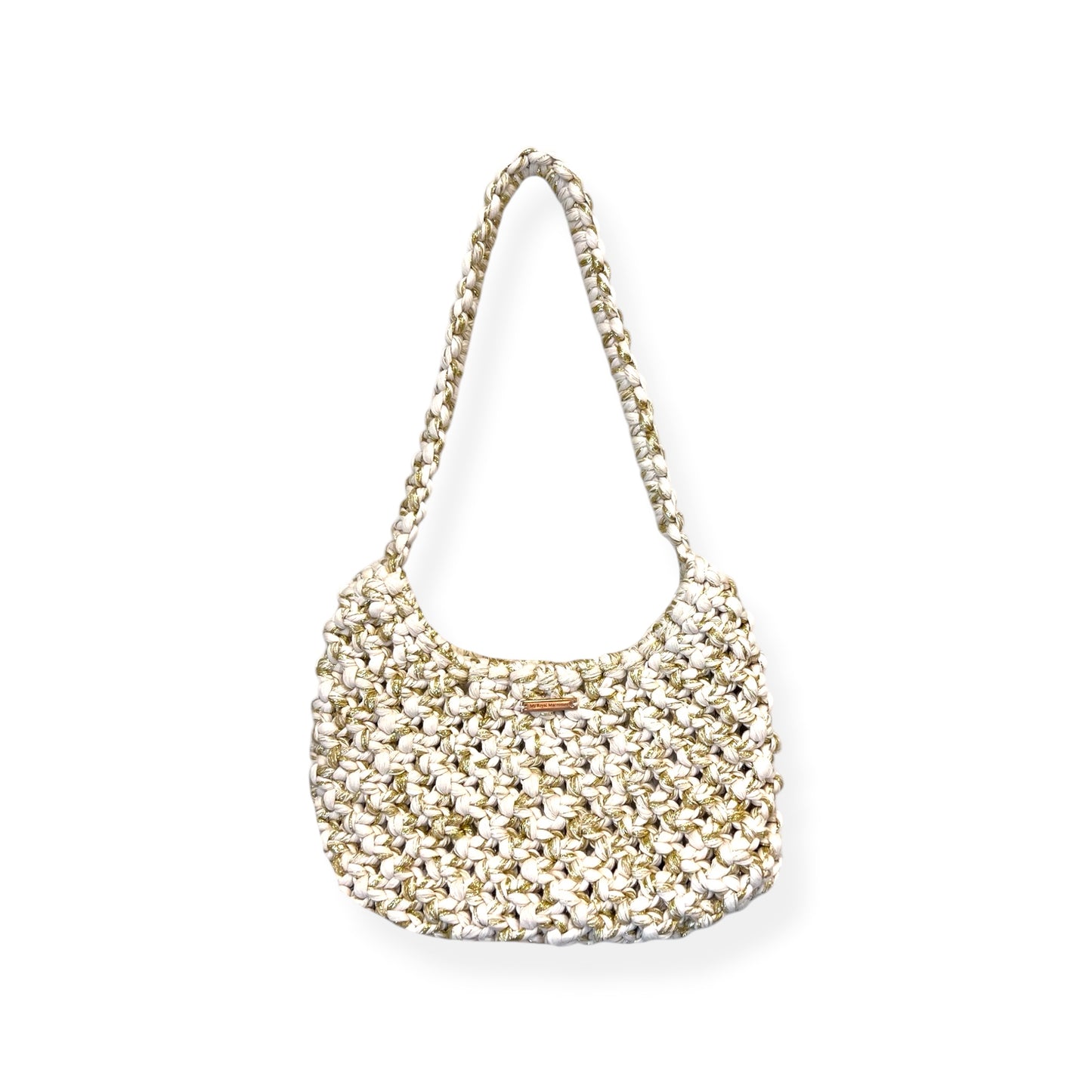 Beige Gold Lune Half Moon Bag